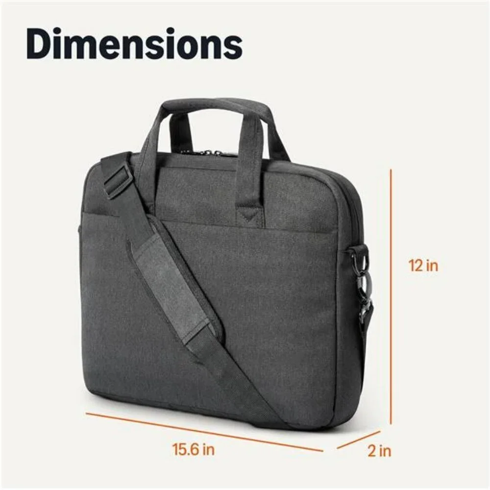 Black laptop bag 15 inch computer messenger bag travel work business shoulder to
